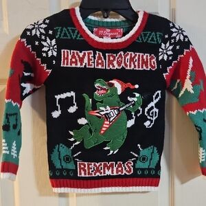 33 DEGREES REXMAS TODDLER CHRISTMAS SWEATER: BLACK/RED: NEW WITH TAGS: SIZE 4T